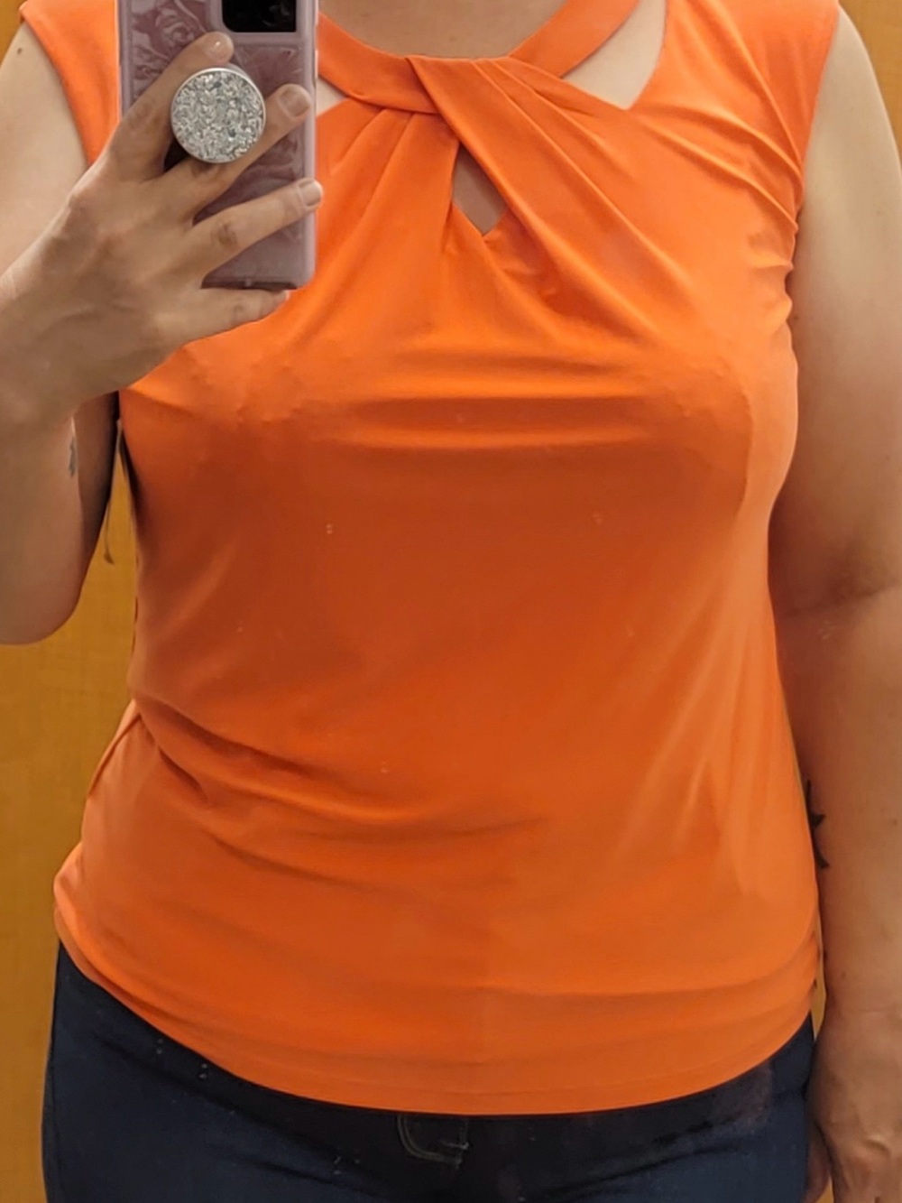 Kasper Sleeveless Twist-Keyhole M Women's Top - Orange